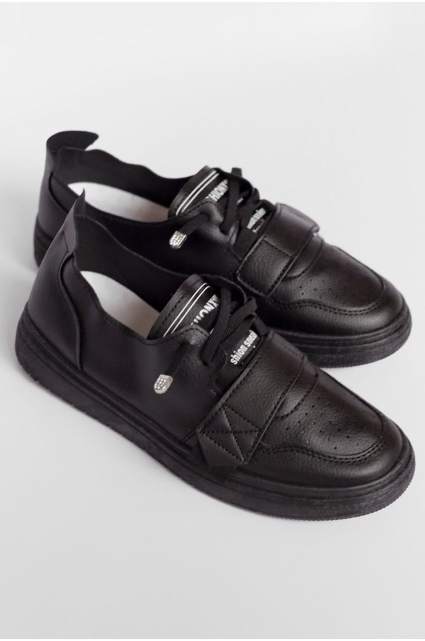 Кросівки жіночі чорного кольору на ліпучці 77-92-2 178268