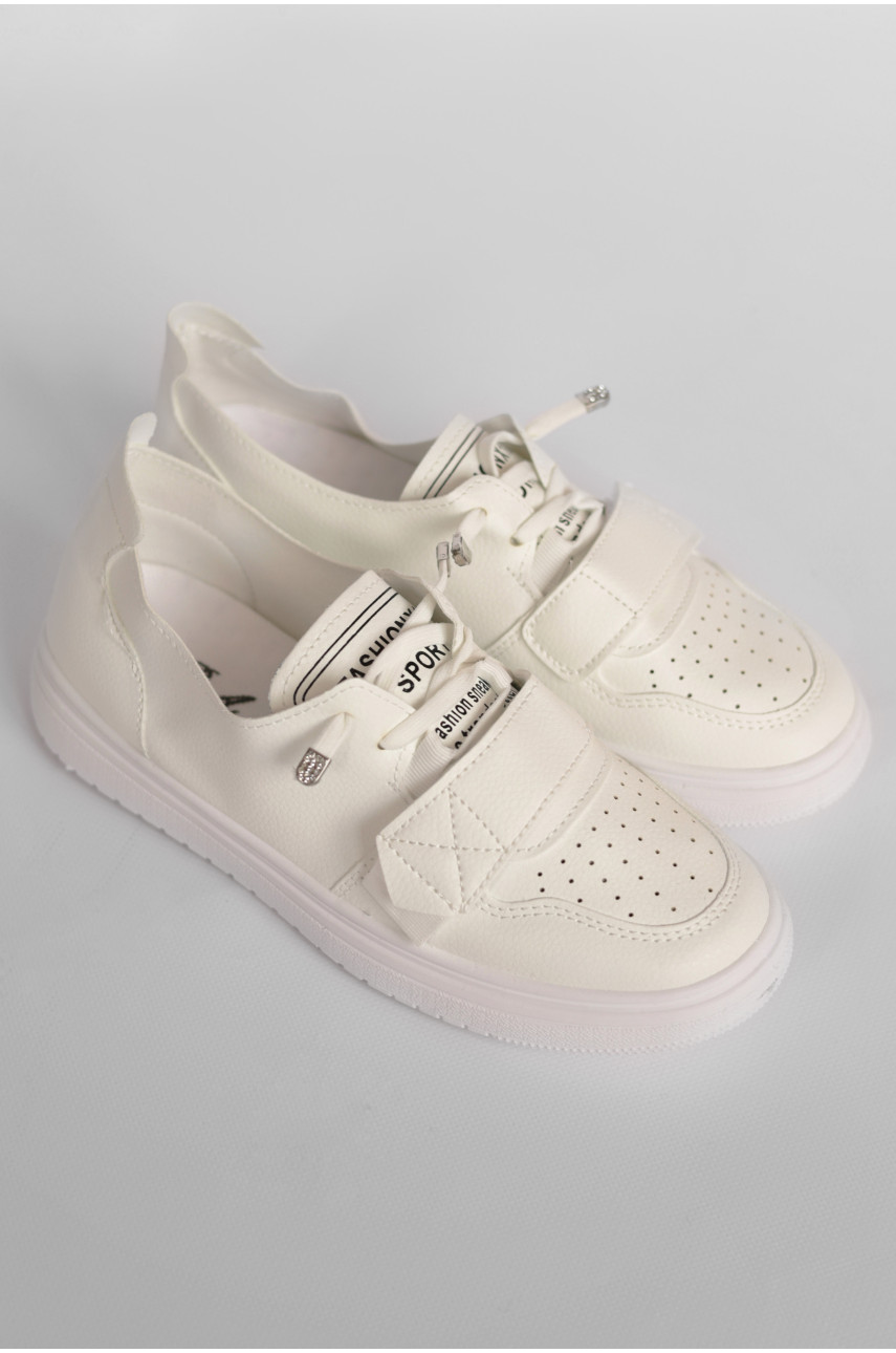 Кросівки жіночі білого кольору на ліпучці 77-92-1 178270