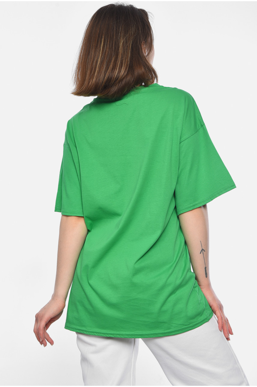 Футболка женская полубатальная зеленого цвета 379 178324 Футболка женская полубатальная зеленого цвета 379 178324