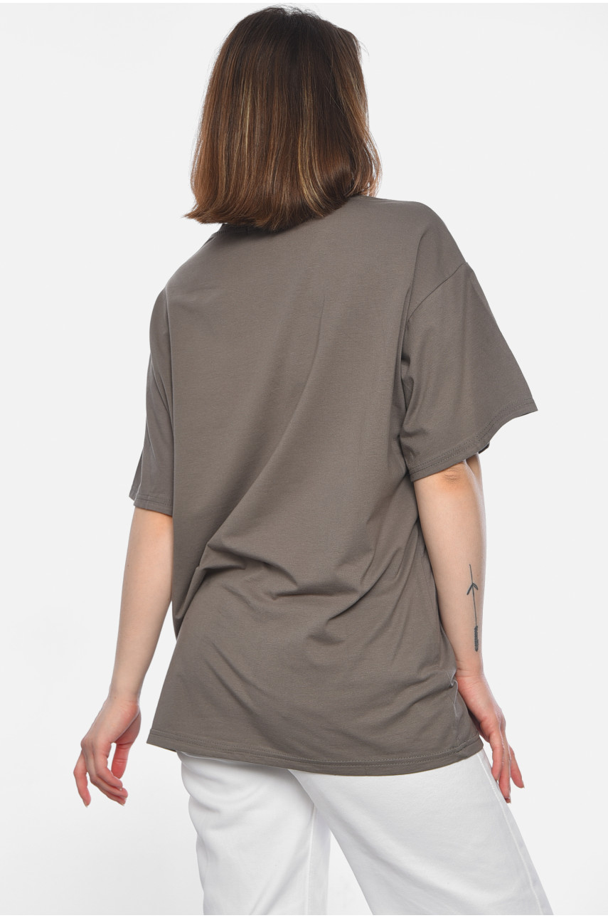 Футболка женская полубатальная серого цвета 379 178326 Футболка женская полубатальная серого цвета 379 178326