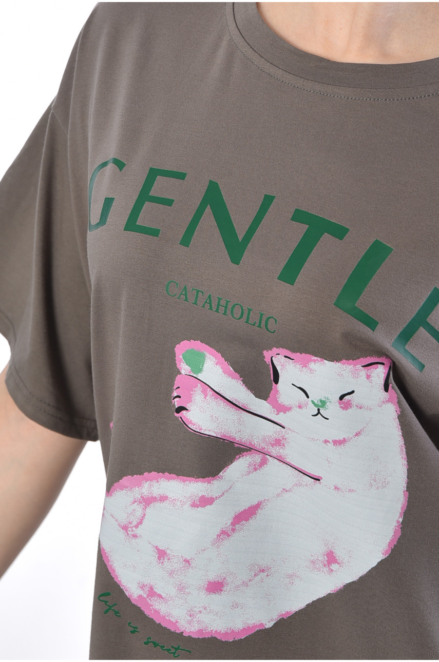 Футболка женская полубатальная серого цвета 379 178326 Футболка женская полубатальная серого цвета 379 178326