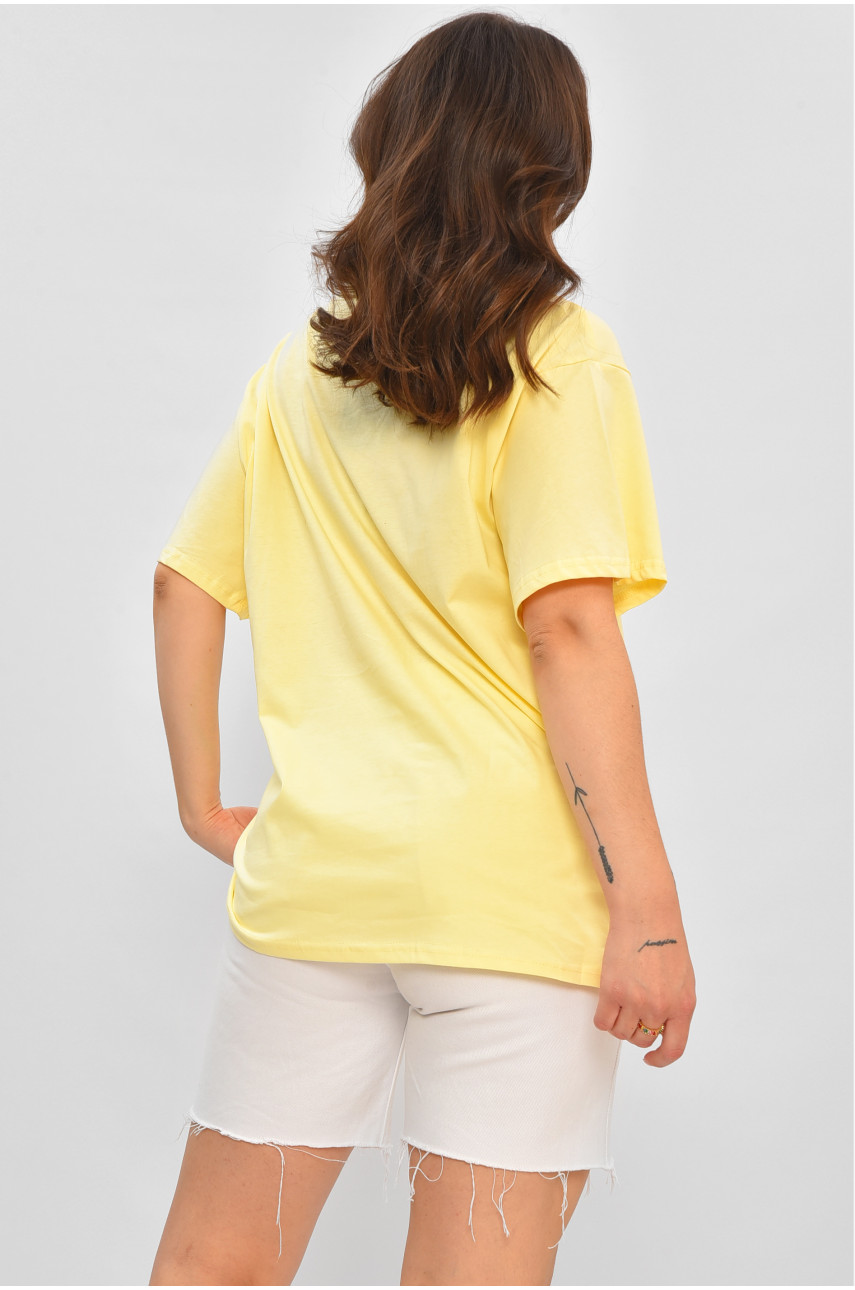 Футболка женская полубатальная желтого цвета 379 178327