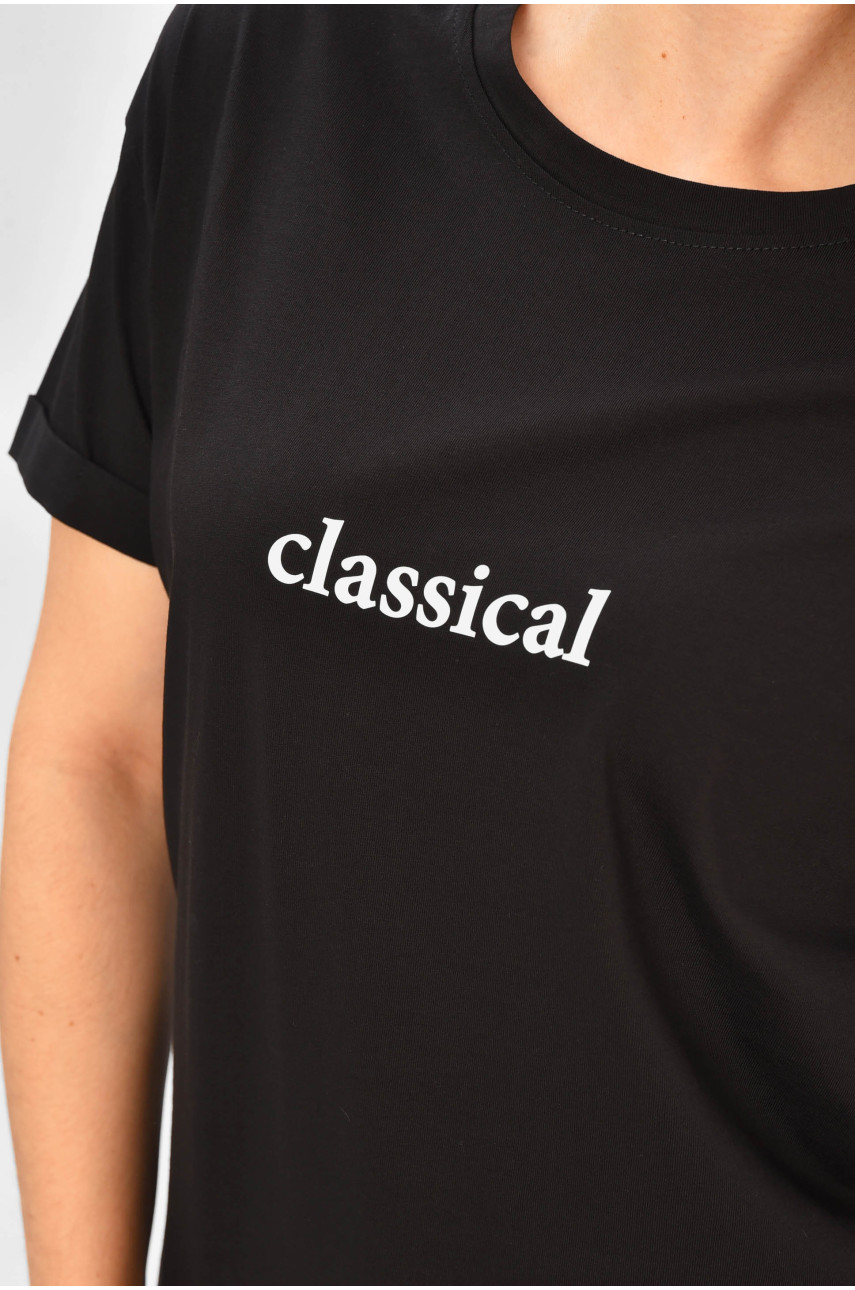 Футболка жіноча чорного кольору 9133 178374 Футболка жіноча чорного кольору 9133 178374