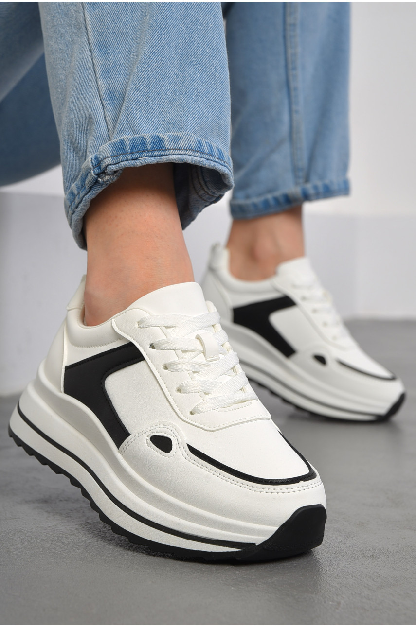 Кросівки жіночі білого кольору на шнурівці 541-93 178391