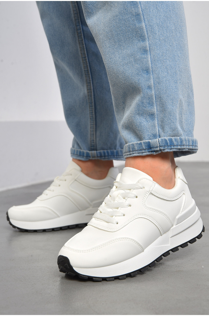 Кросівки жіночі білого кольору на шнурівці 542-116 178395
