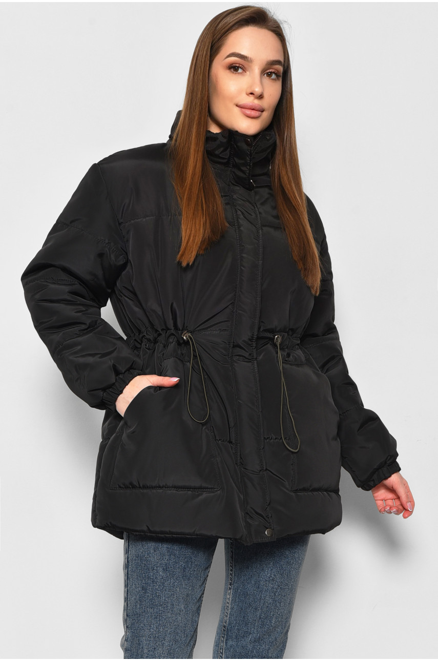 Куртка женская демисезонная черного цвета 1112 178517
