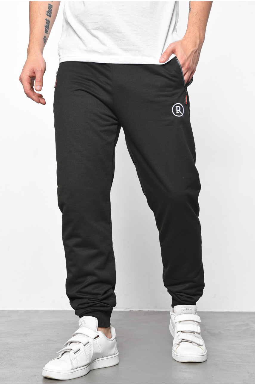Спортивные штаны мужские черного цвета 2076-10 178566