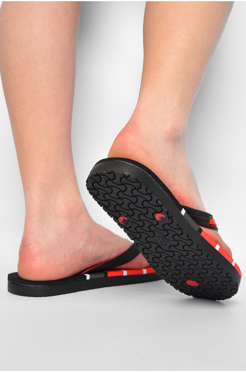 Вьетнамки женские пена черно-красного цвета в полоску 2002-91 178669