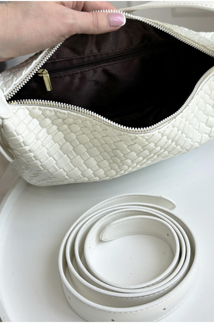 Сумка женская из экокожи белого цвета 9988 178752