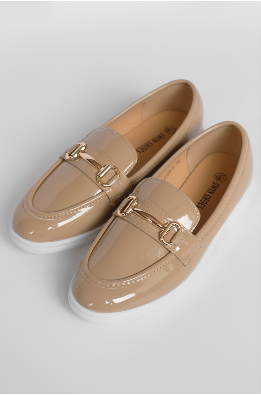 Туфлі-лофери жіночі світло-бежевого кольору JН2109-3 178759