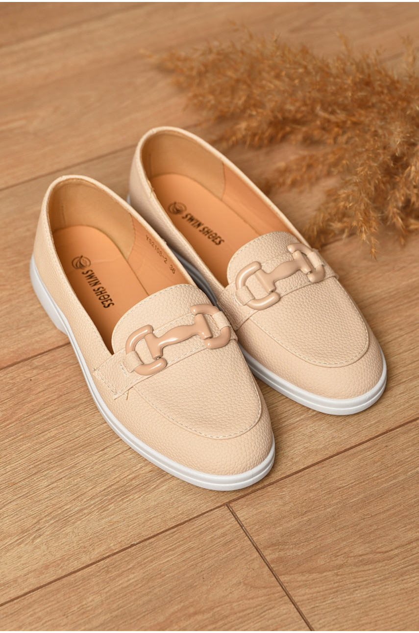 Туфлі-лофери жіночі світло-бежевого кольору JН2108-2 178762