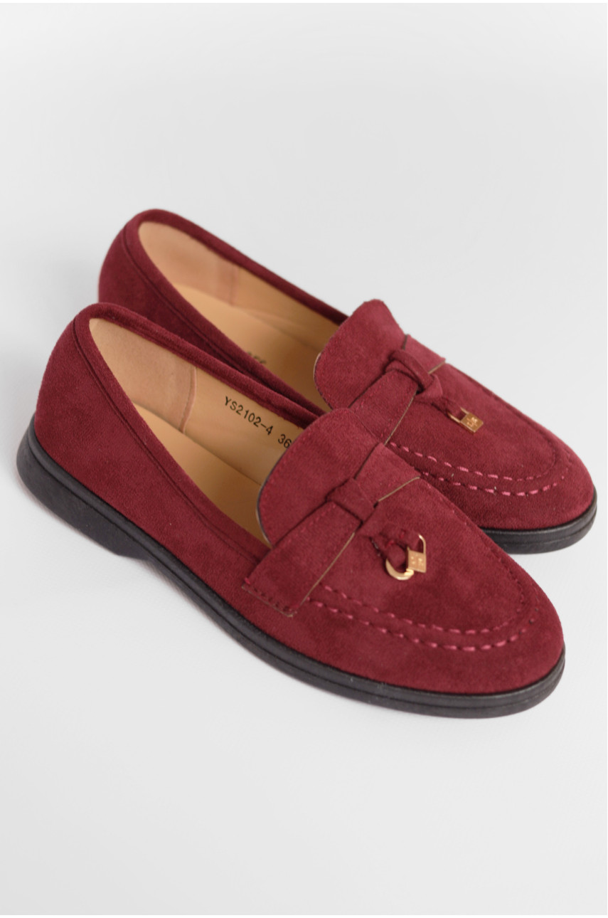 Туфли-лоферы женские бордового цвета JН2102-4 178777
