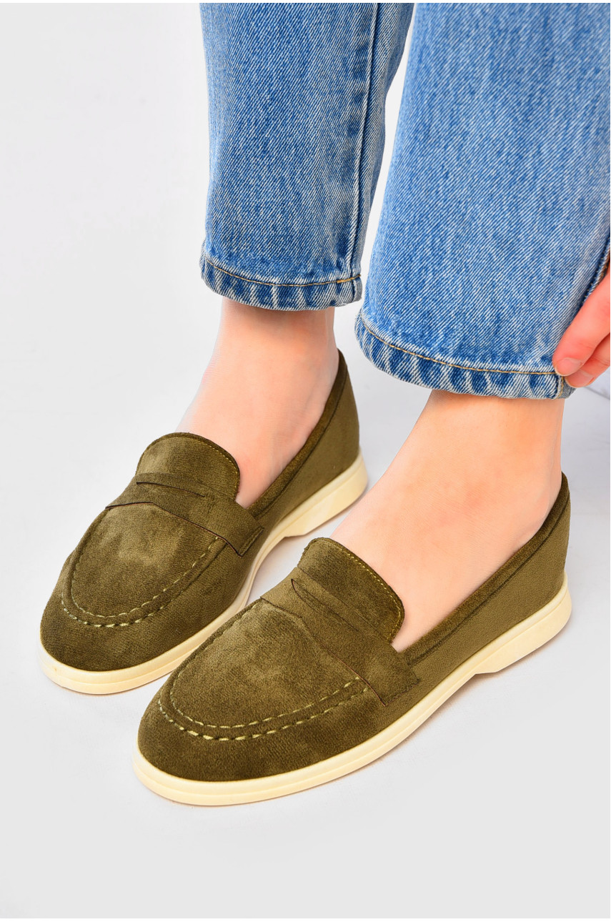 Туфлі-лофери жіночі кольору хакі JН2105-6 178781