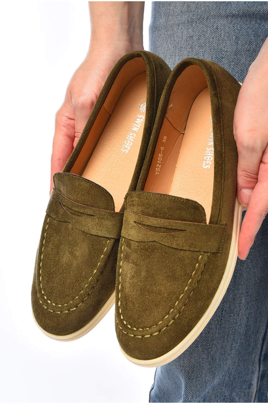 Туфлі-лофери жіночі кольору хакі JН2105-6 178781