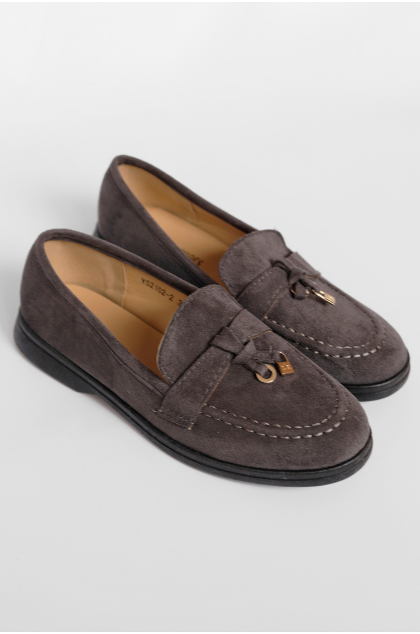 Туфли-лоферы женские темно-серого цвета JН2102-2 178785