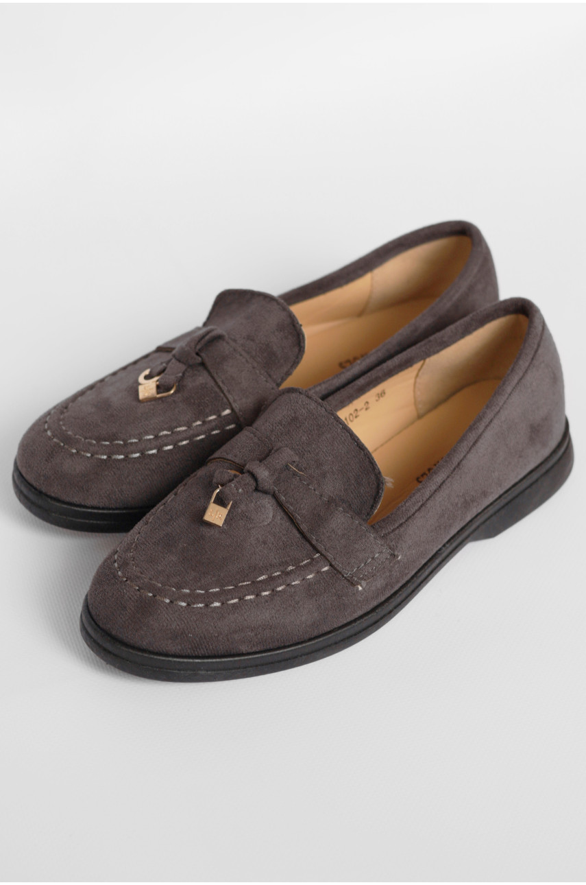 Туфли-лоферы женские темно-серого цвета JН2102-2 178785