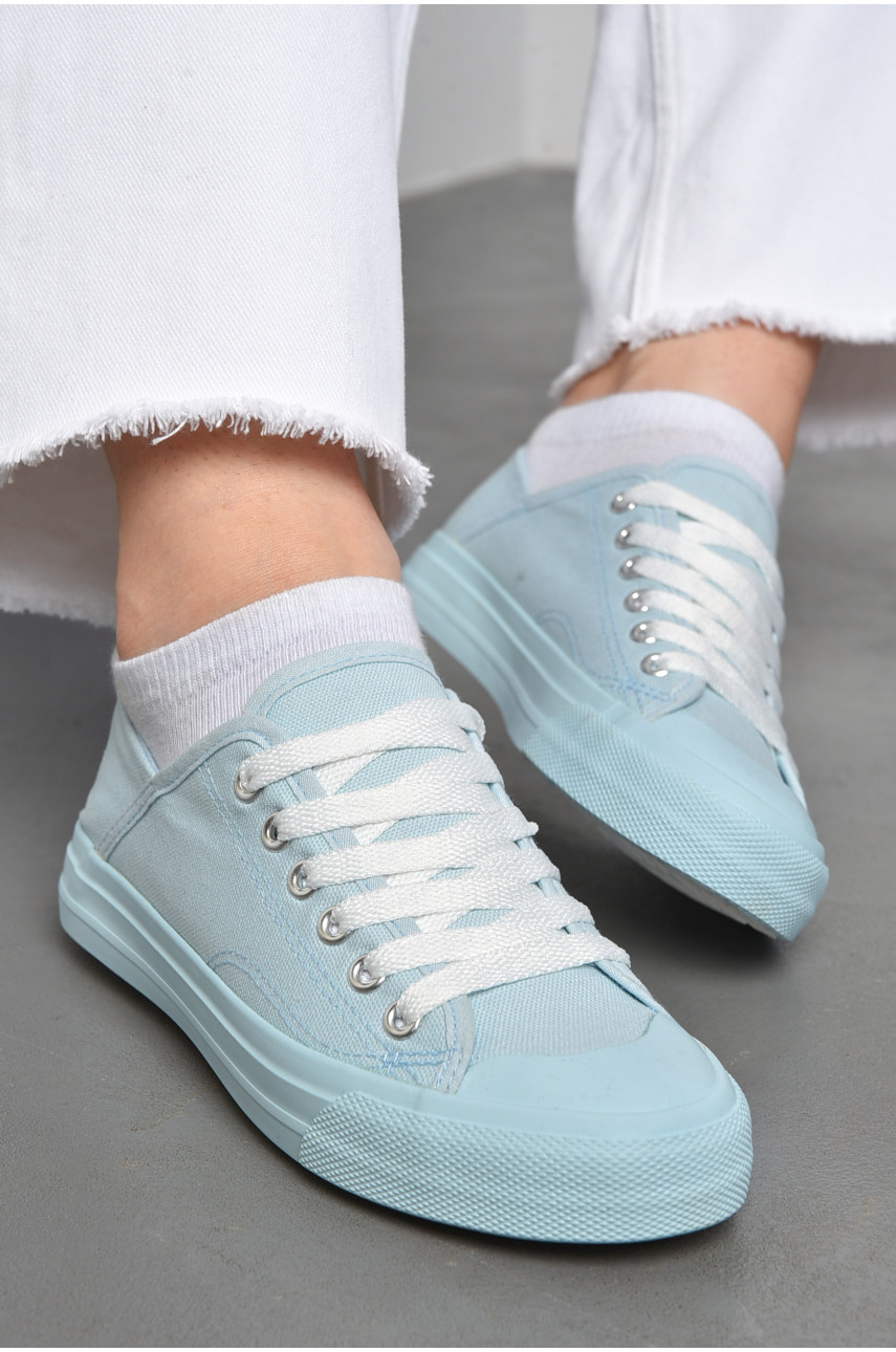 Кеди жіночі текстильні м'ятного кольору на шнурівці 2022 178888
