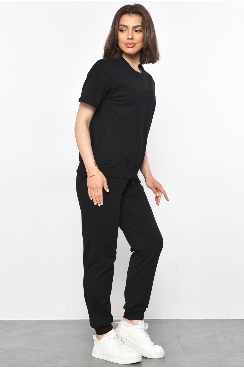 Спортивный костюм женский черного цвета 3008 179042