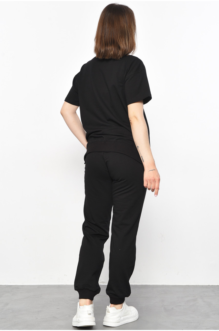 Спортивный костюм женский черного цвета 3008 179042