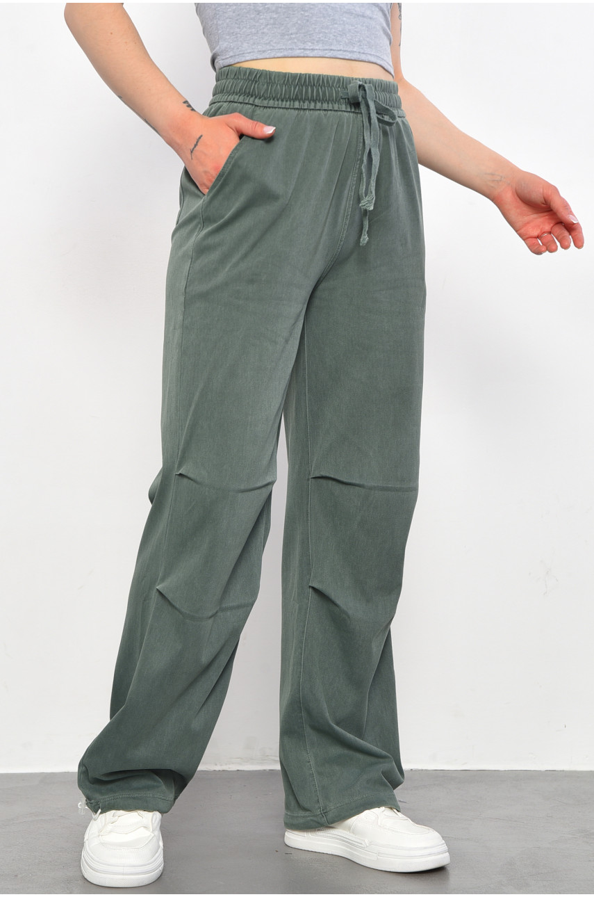 Штани жіночі напівбатальні зеленого кольору 561-6 179101