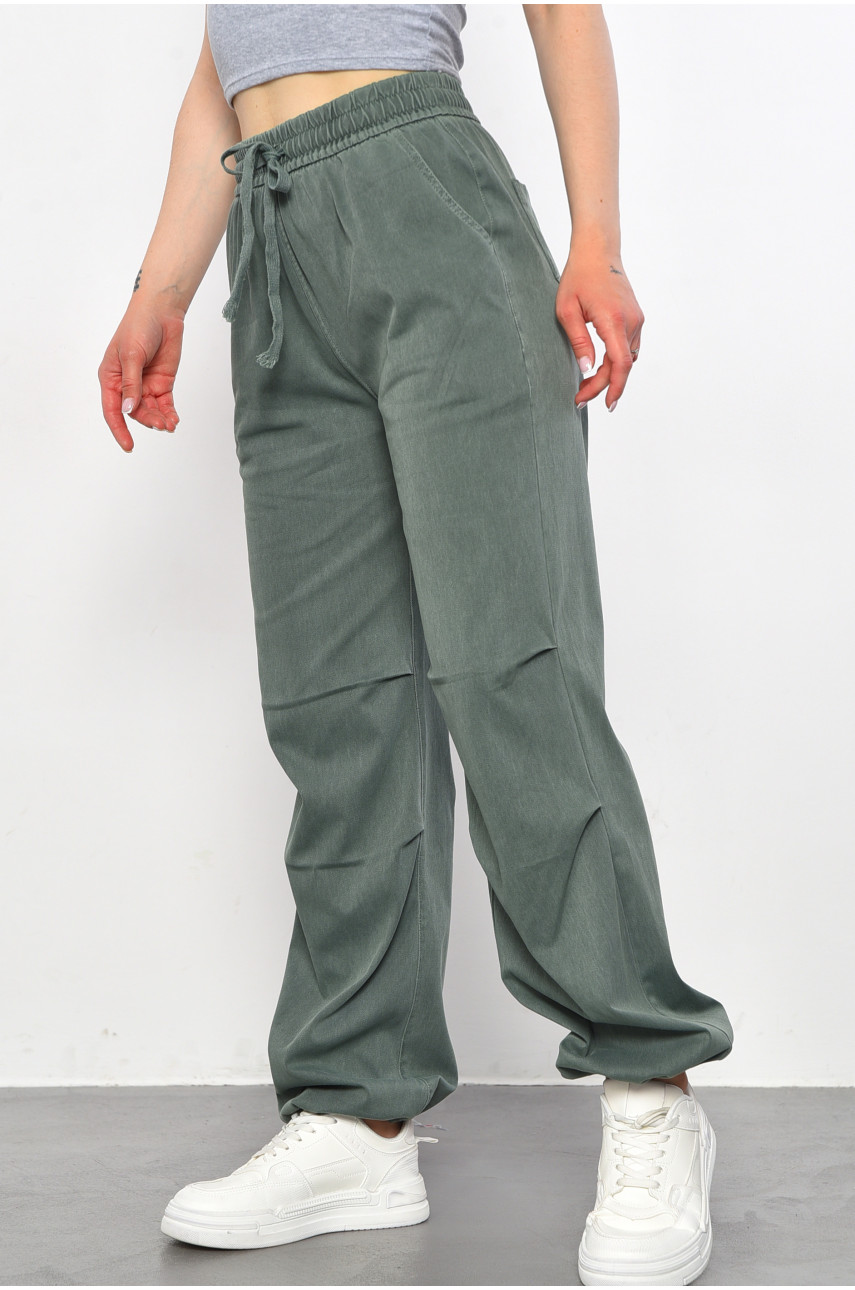 Штани жіночі напівбатальні зеленого кольору 561-6 179101