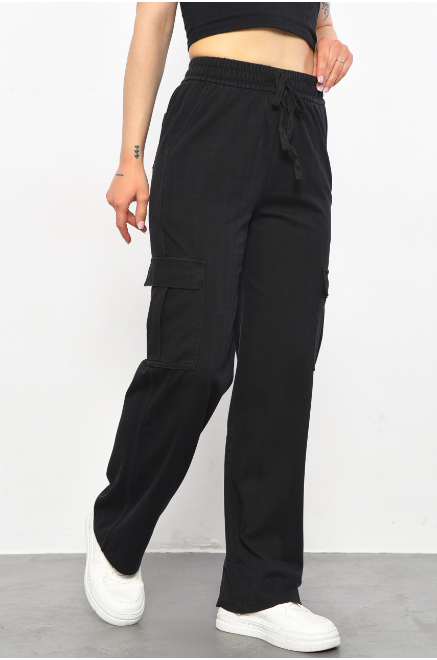 Штани жіночі напівбатальні чорного кольору 560-4 179106
