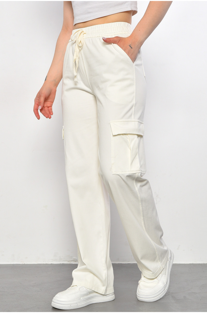 Штани жіночі напівбатальні білого кольору 560-4 179107
