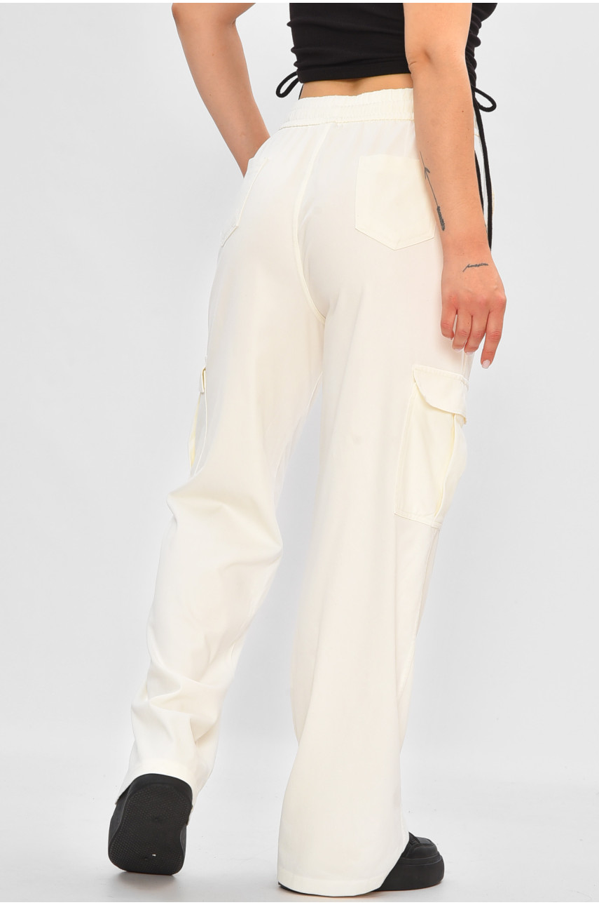 Штаны женские полубатальные белого цвета 560-4 179107