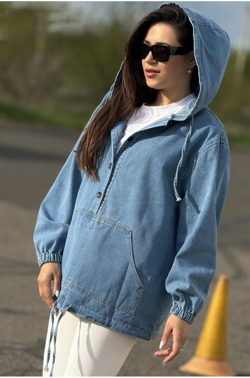 Куртка-анорак жіноча демісезонна напівбатальна блакитного кольору 2516 179142