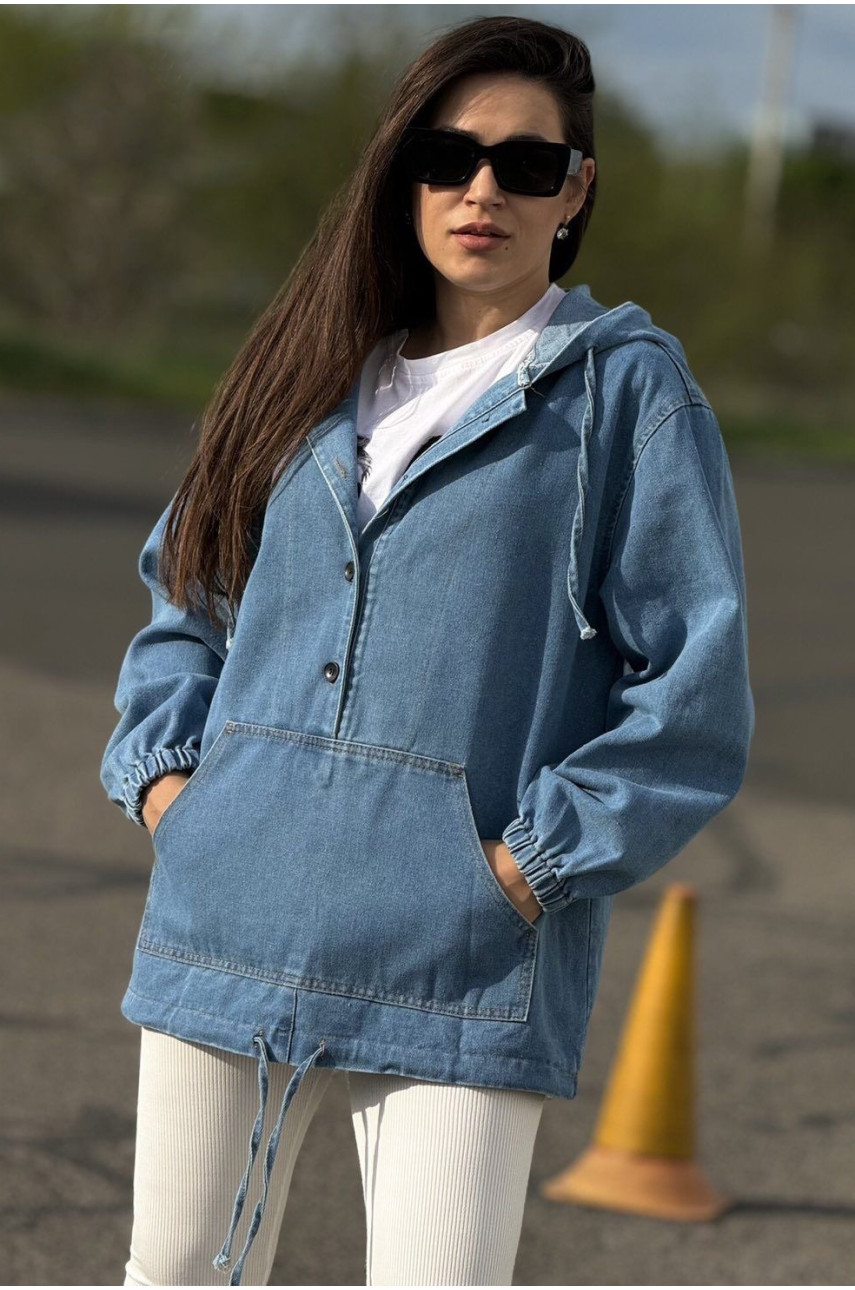 Куртка-анорак жіноча демісезонна напівбатальна блакитного кольору 2516 179142