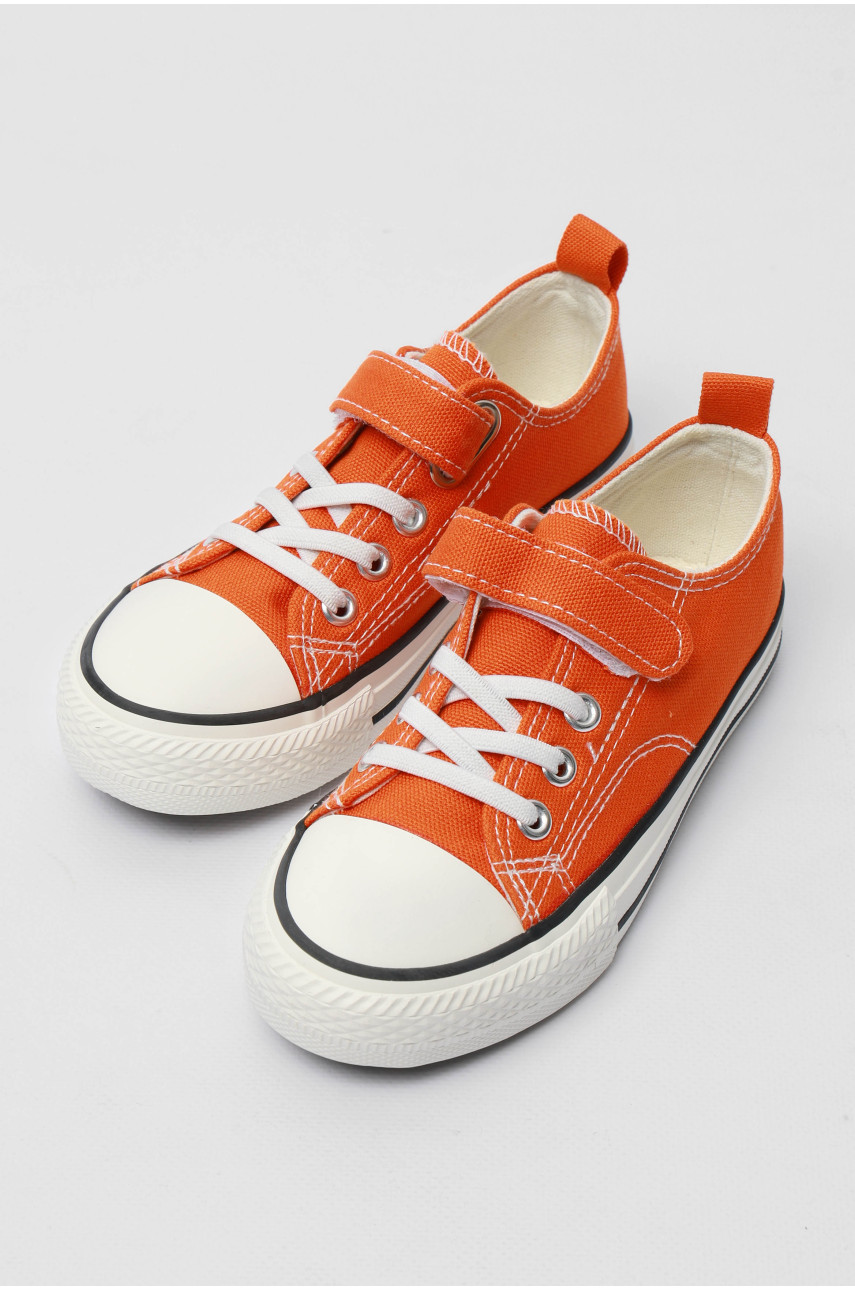 Кеды детские оранжевого цвета однотонные текстиль 8005-6 179154