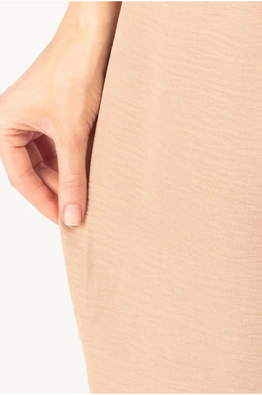 Штаны летние из ткани жатка бежевого  цвета 9810 179210