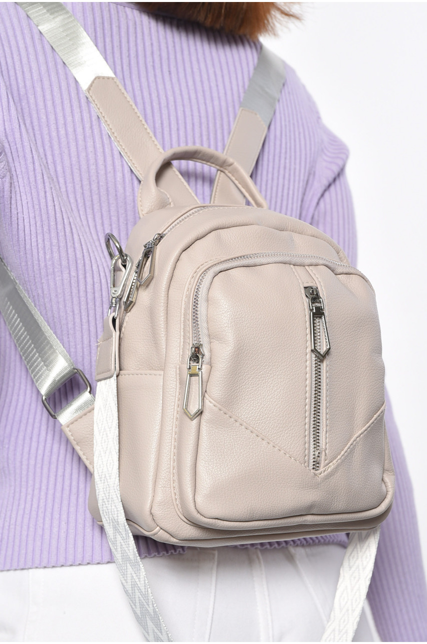 Жіночий рюкзак з екошкіри світло-сірого кольору D8805 179288