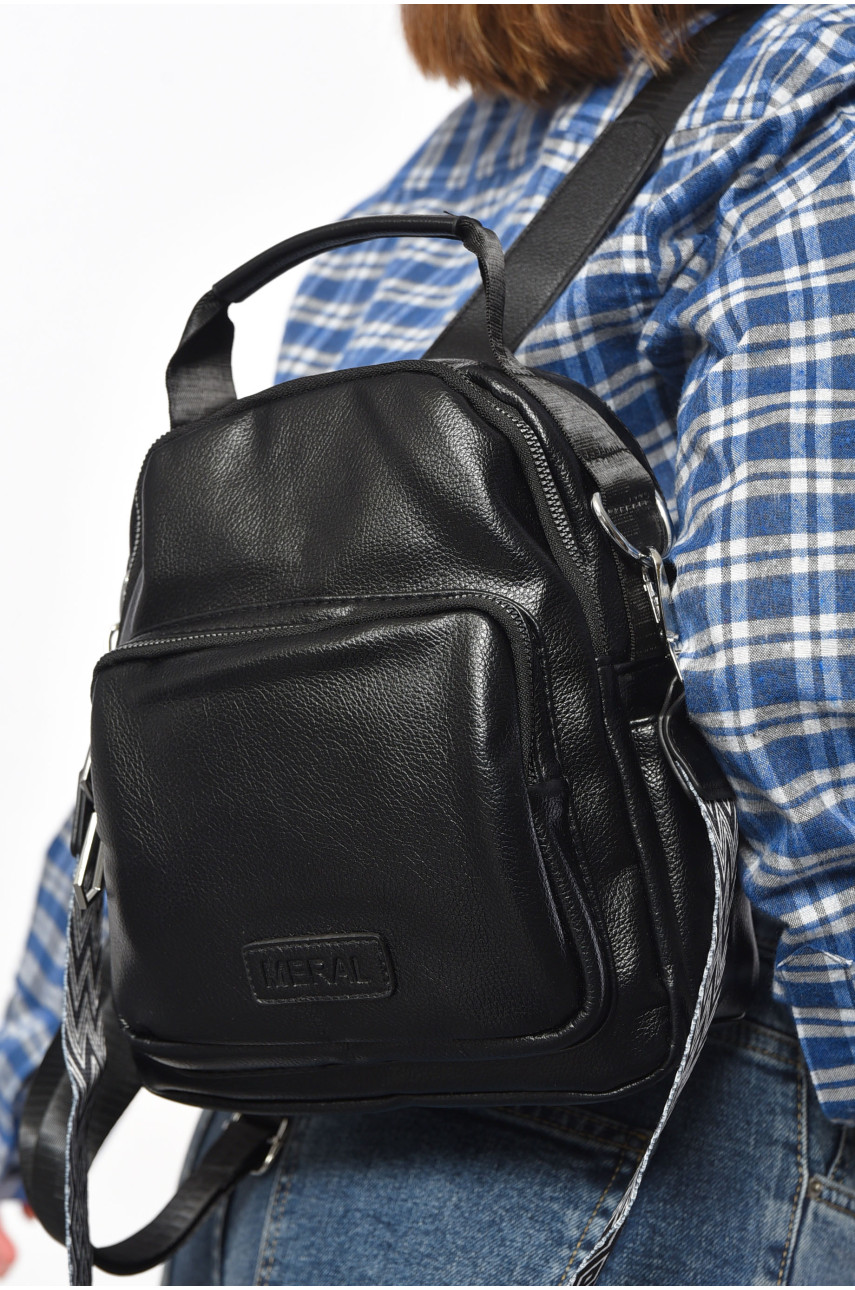 Рюкзак жіночий з екошкіри чорного кольору D8806 179290