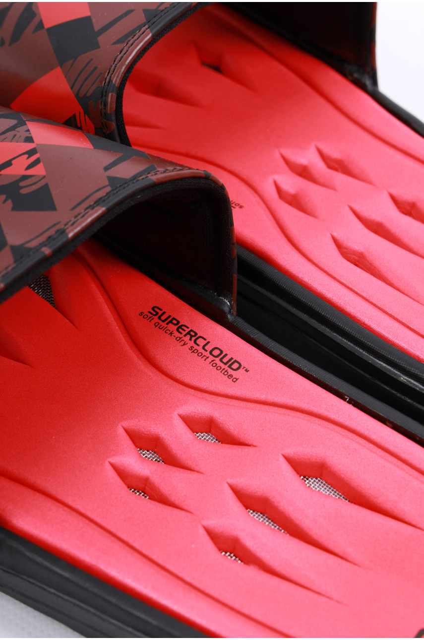 Шльопанці чоловічі червоного кольору з геометричним візерунком 43 179495