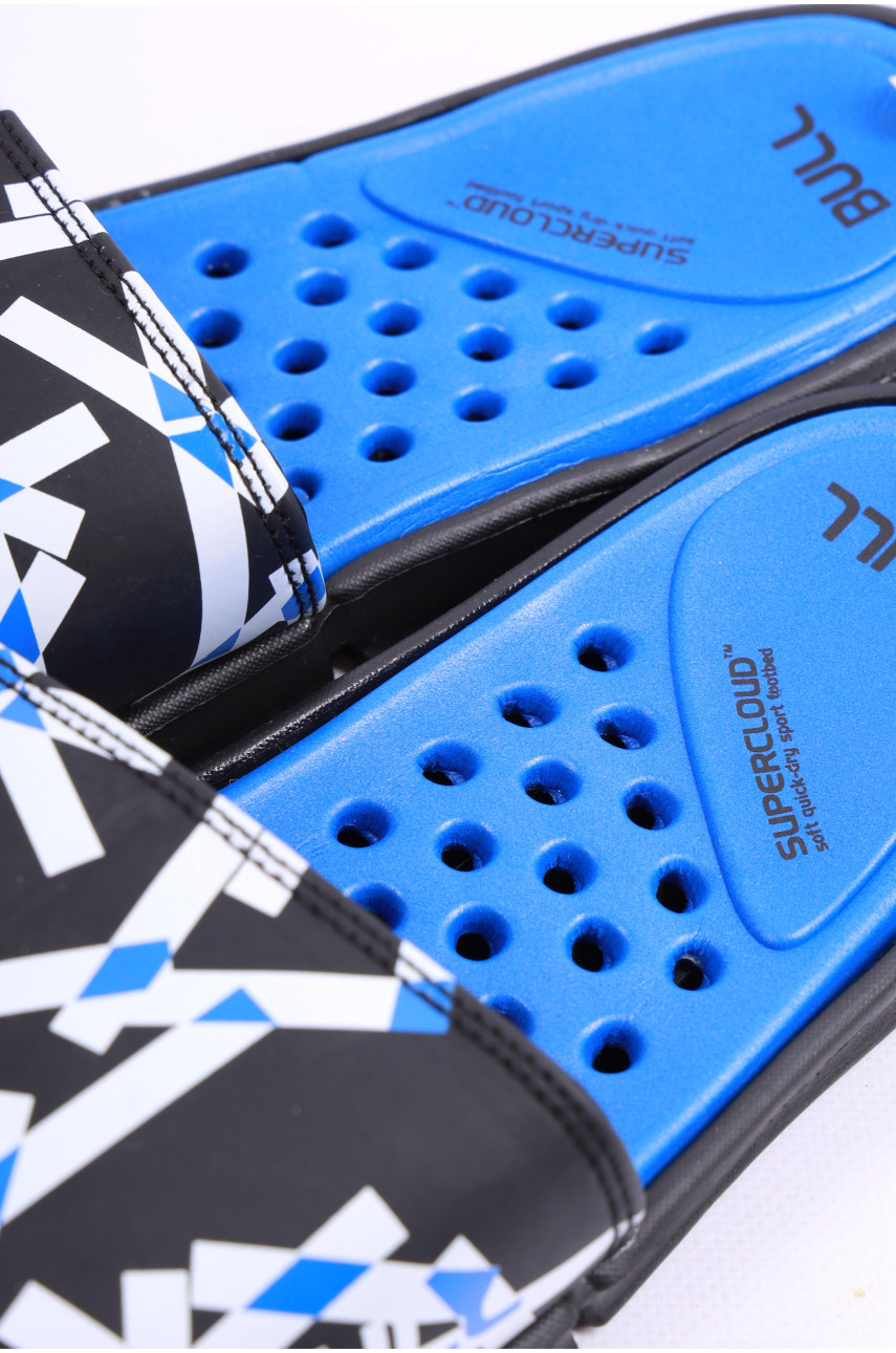 Шлепки мужские черно-белого цвета с геометрическим узором 40 179497