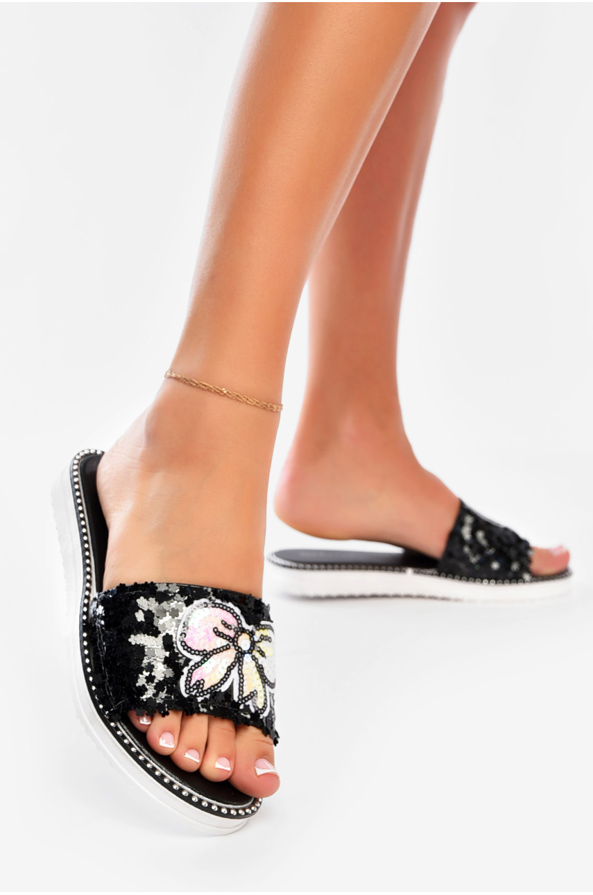 Шлепки женские черного цвета а-1 179551