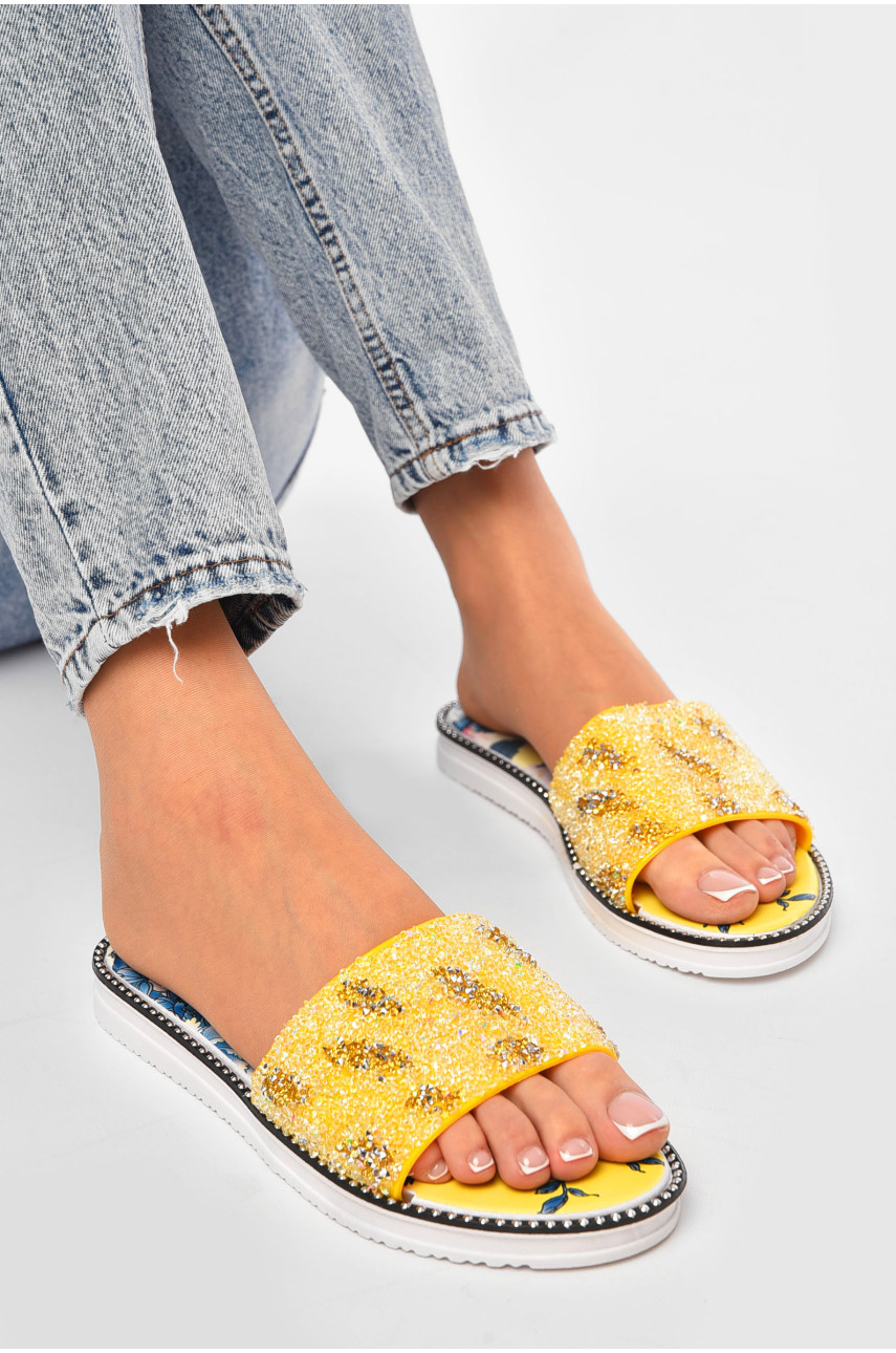 Шлепки женские желтого цвета а-3 179552