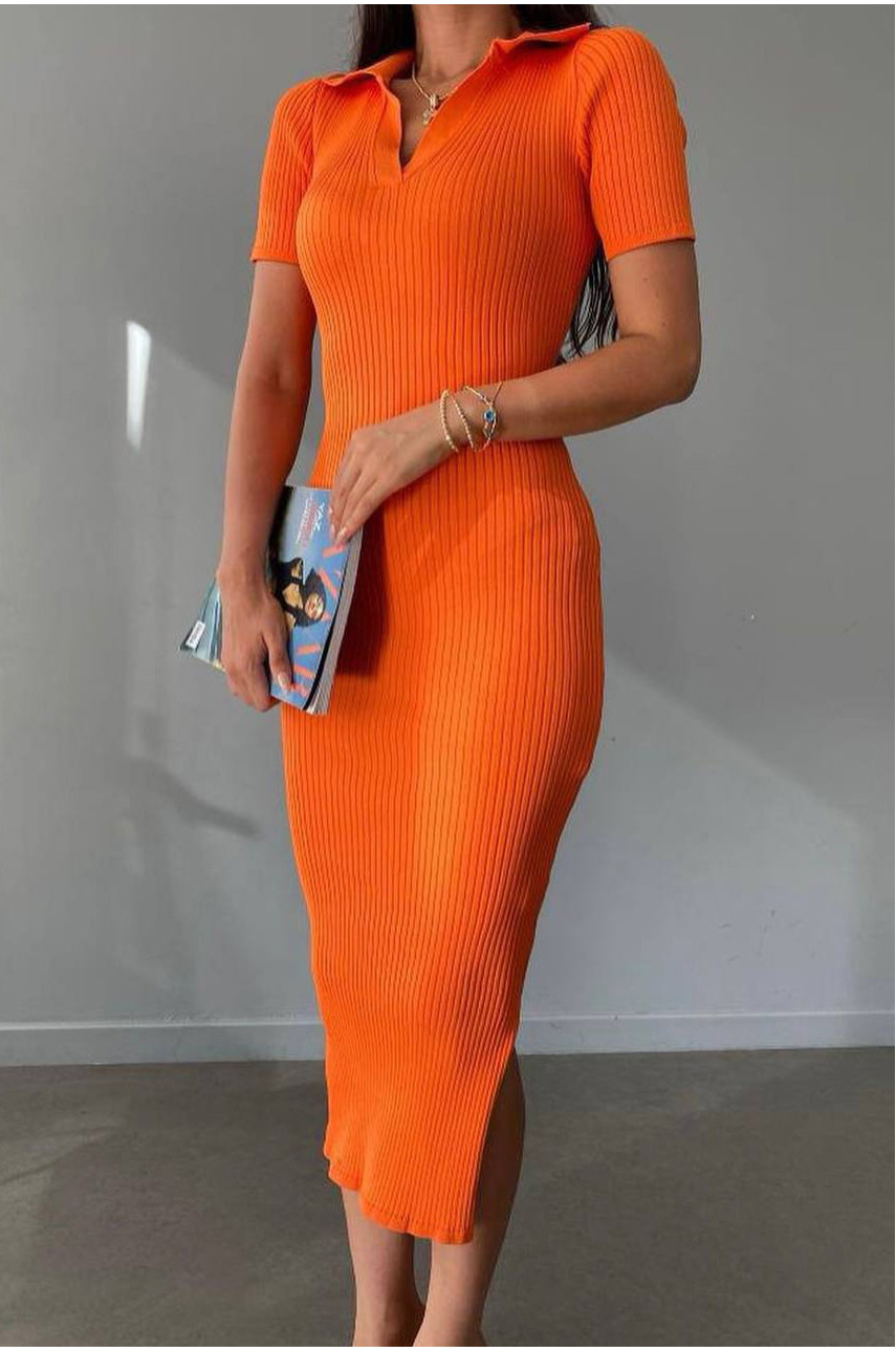 Сукня жіноча у рубчик помаранчевого кольору 1070 179557