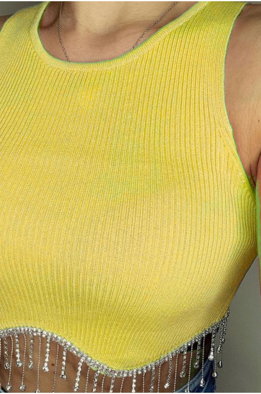 Топ-майка у рубчик жіночий жовтого кольору 0255 179581