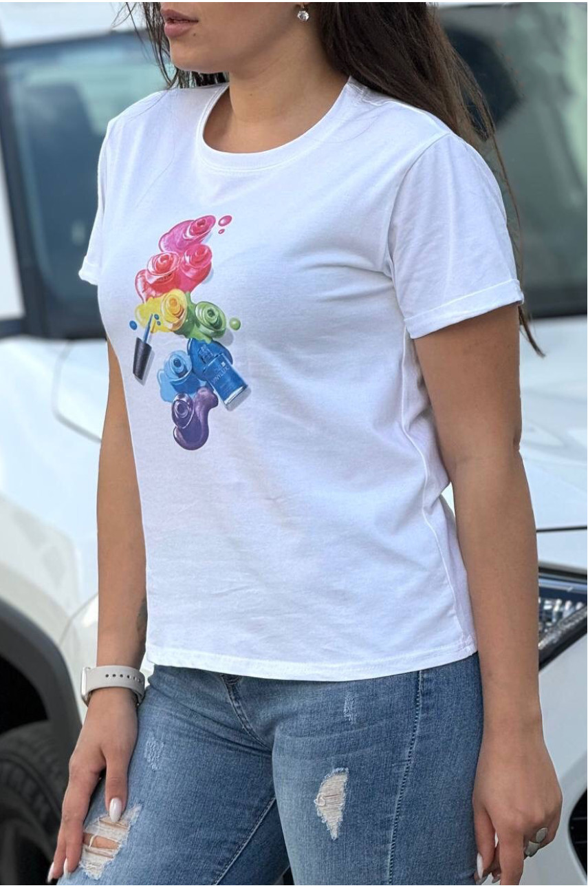 Футболка женская белого цвета 9987 179647 Футболка женская белого цвета 9987 179647