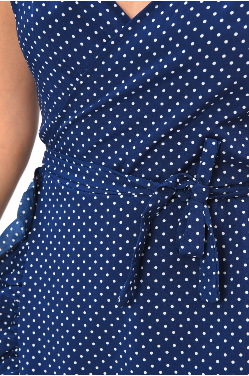 Сарафан жіночий з принтом на запах синього кольору 879 179660