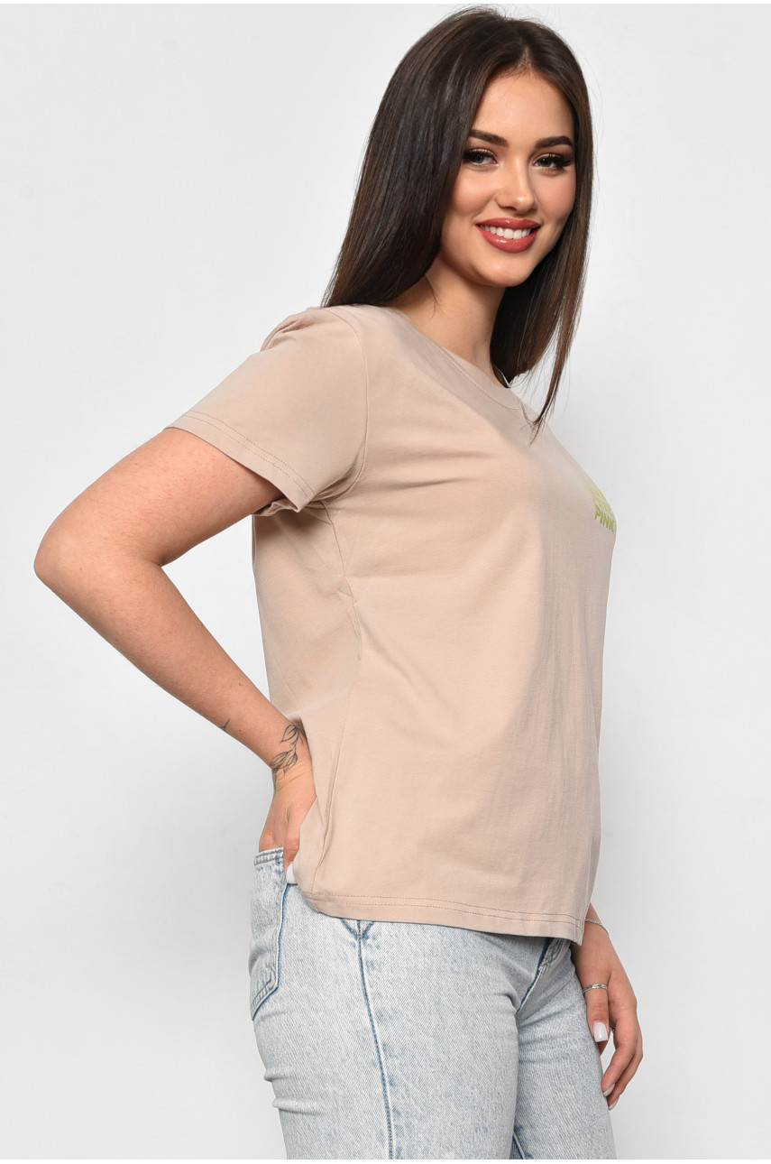 Футболка женская бежевого цвета 1177-1 179680 Футболка женская бежевого цвета 1177-1 179680