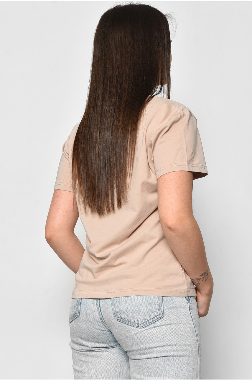 Футболка женская бежевого цвета 1177-1 179680 Футболка женская бежевого цвета 1177-1 179680
