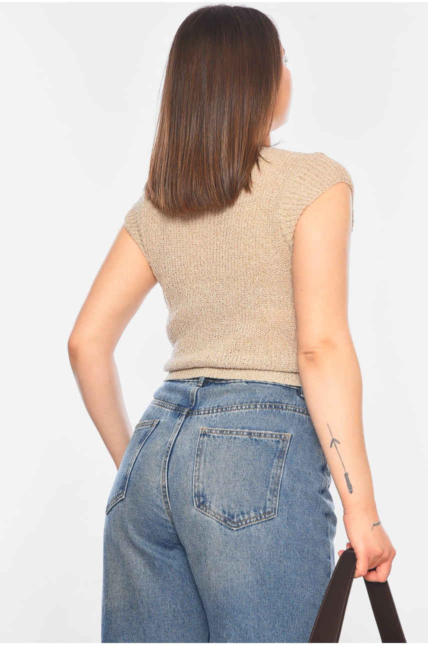 Футболка жіноча трикотажна бежевого кольору 2015 179713