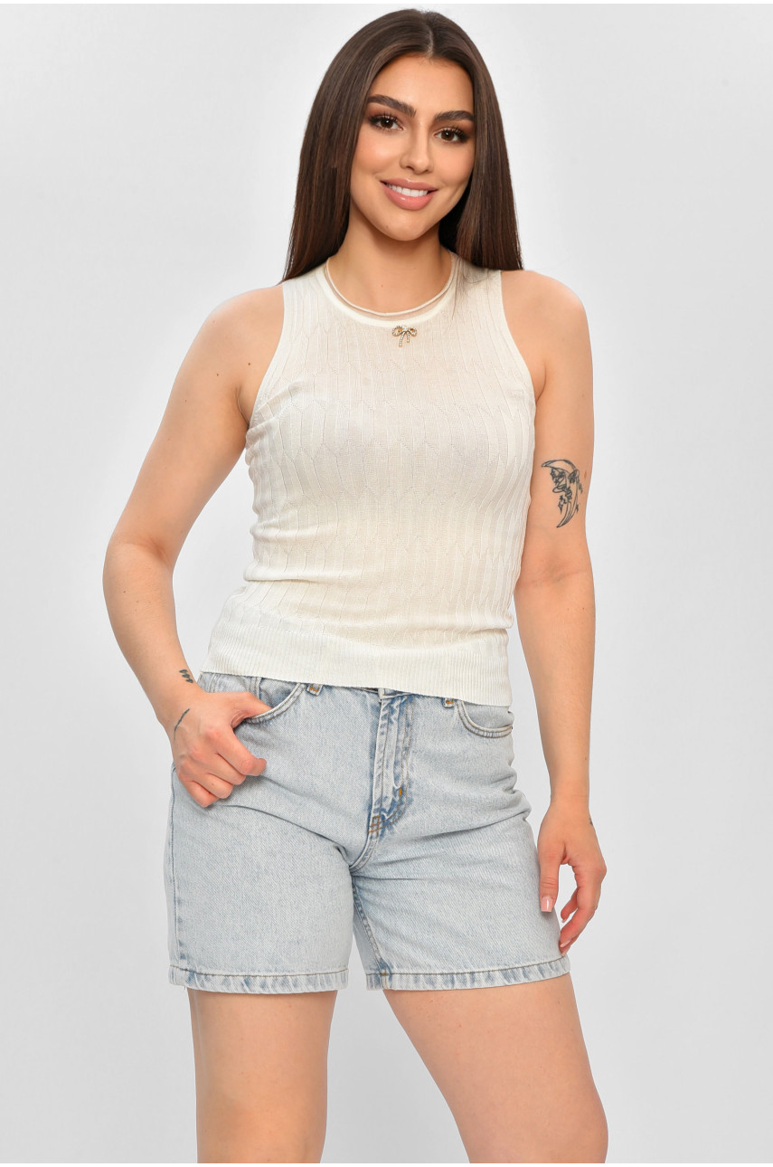 Майка жіноча трикотажна білого кольору 226 179719