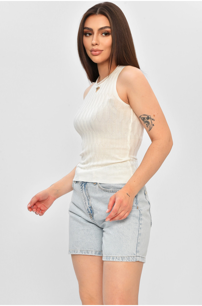 Майка жіноча трикотажна білого кольору 226 179719