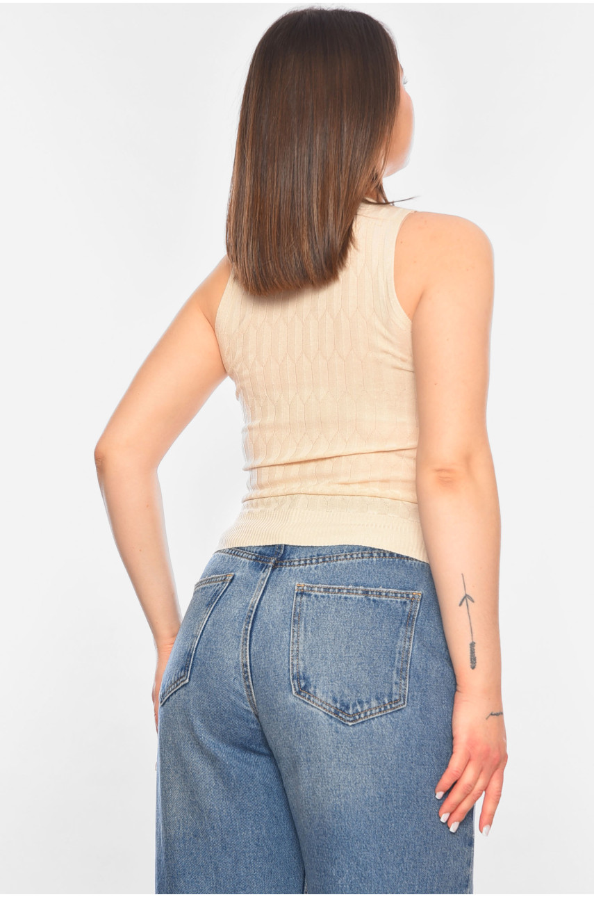 Майка женская трикотажная бежевого цвета 226 179720 Майка женская трикотажная бежевого цвета 226 179720