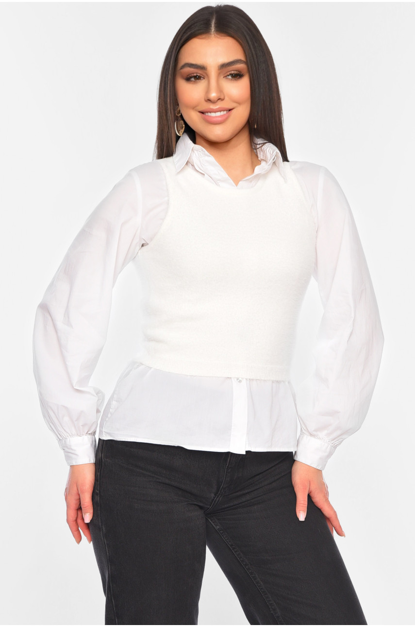 Майка женская из ангоры белого цвета 82123 179729 Майка женская из ангоры белого цвета 82123 179729