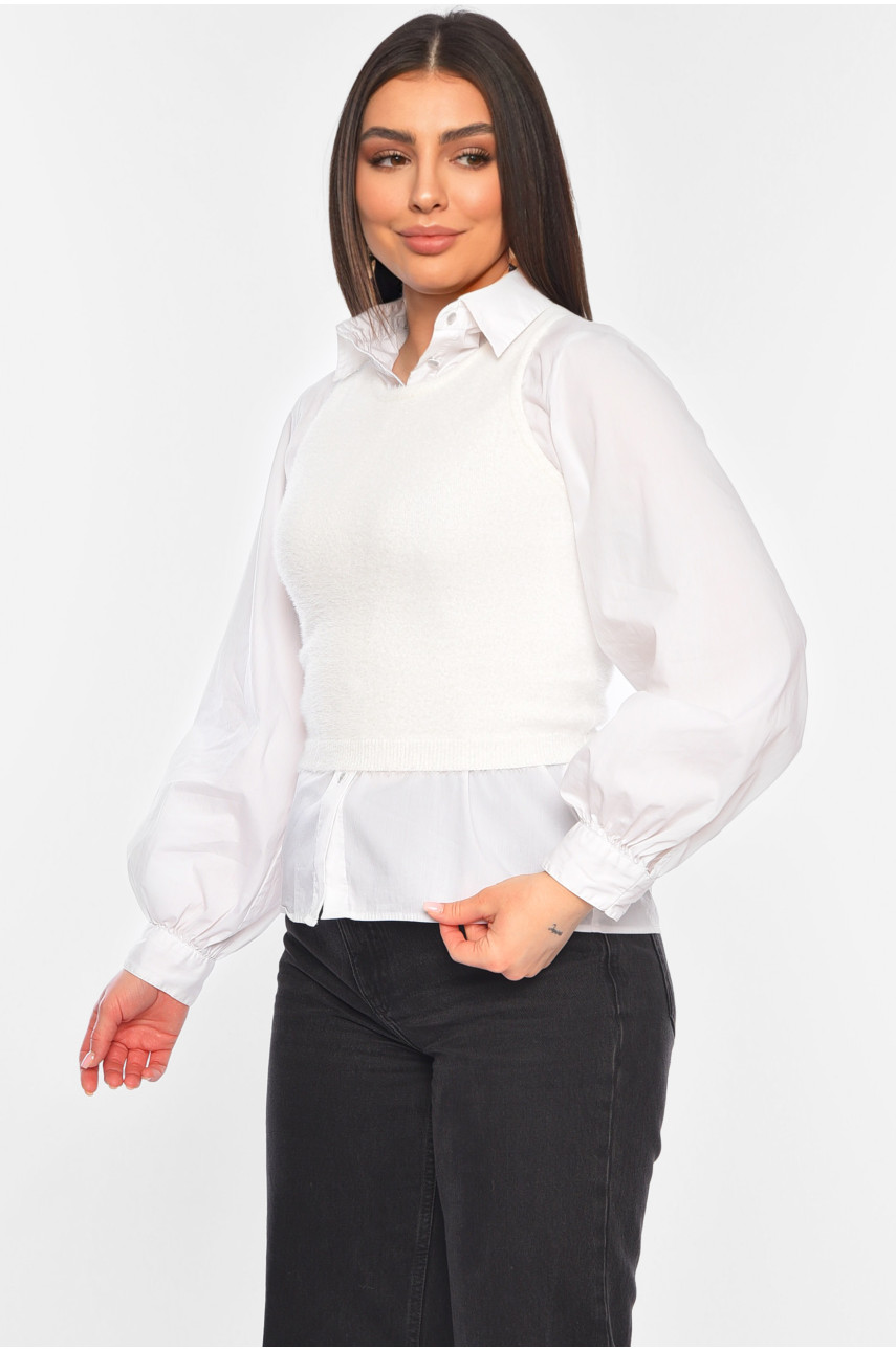 Майка женская из ангоры белого цвета 82123 179729 Майка женская из ангоры белого цвета 82123 179729